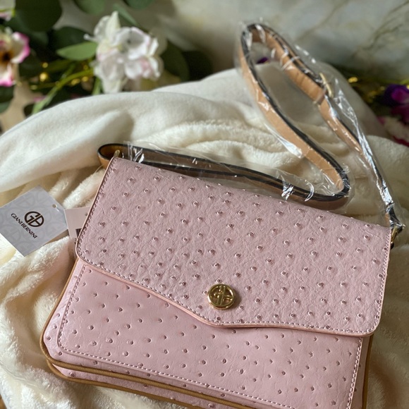 NWT Giani Bernini Ostrich Flap Shoulder Bag - Picture 3 of 9